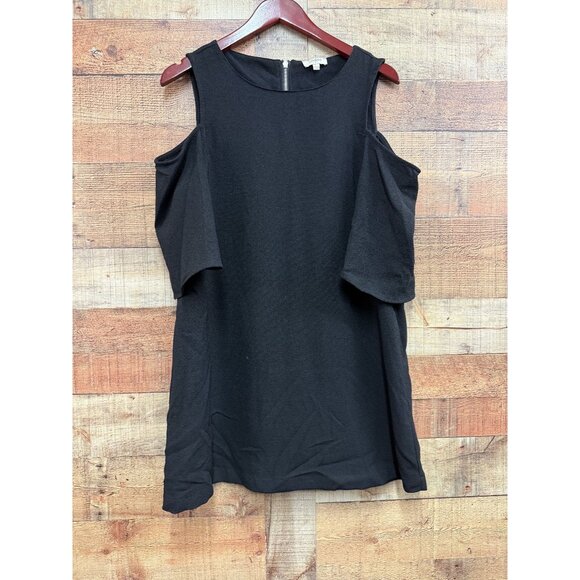 Umgee Womens Black Cold Shoulder Shift Dress With Zipper Back Detail Size L - Picture 1 of 8